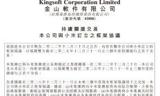 金山软件与小米合作延续至2028年底，将采购手机、电视等产品