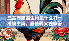 三命而俯的生肖是什么打一准确生肖，最佳释义独家答案解释