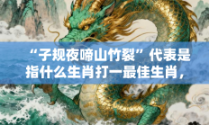 “子规夜啼山竹裂”代表是指什么生肖打一最佳生肖，最佳释义独家答案解释